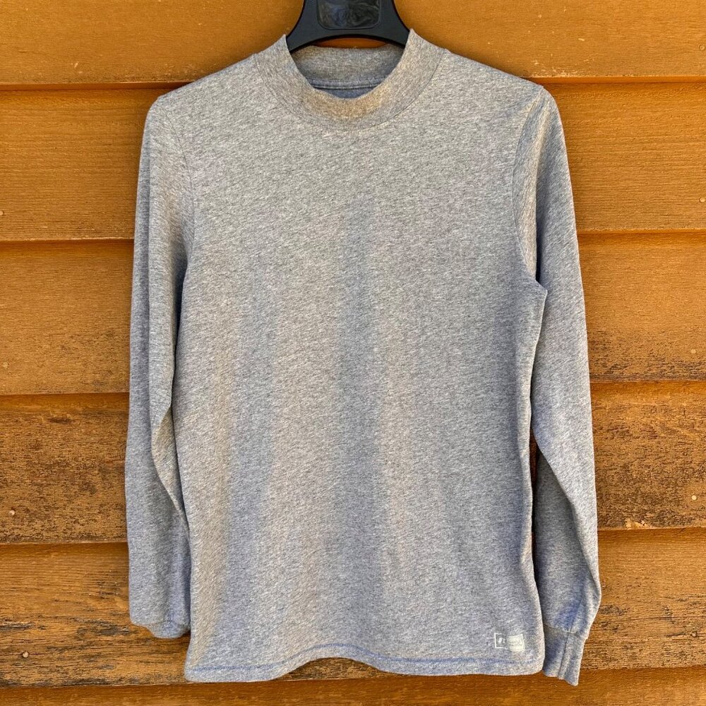 Russell Athletic Gray Long Sleeve Mock Neck Shirt Mens Medium 52% Cotton 48% Pol